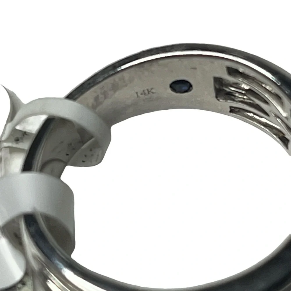 Vera Wang Men's 1/20 CT. T.W. Diamond Four Stone Wedding Band in 14K White Gold - Picture 12 of 14